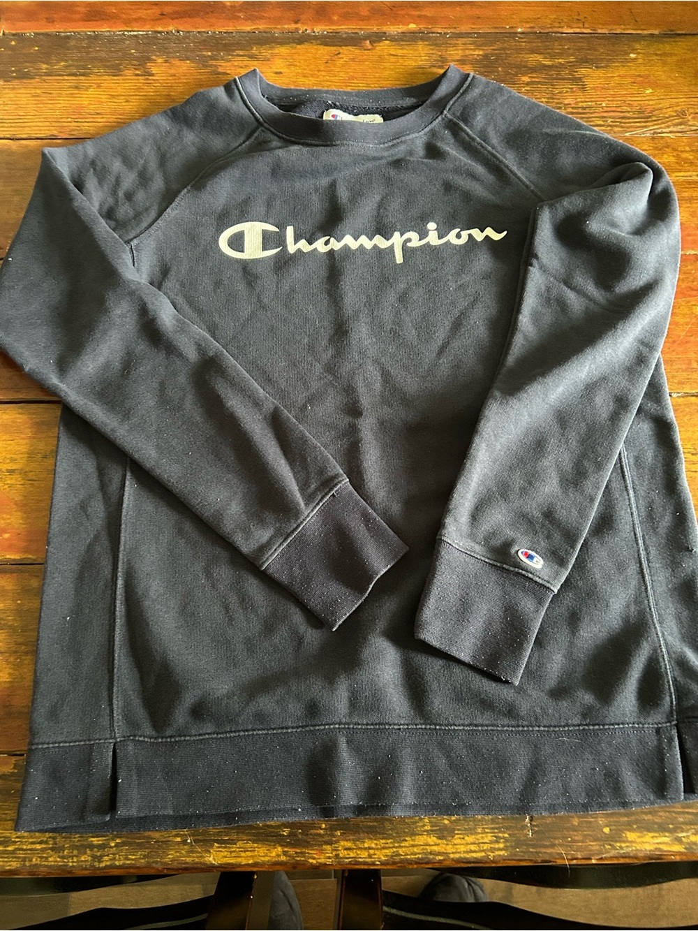 Champion Men's Blue Logo Crewneck Sweatshirt
